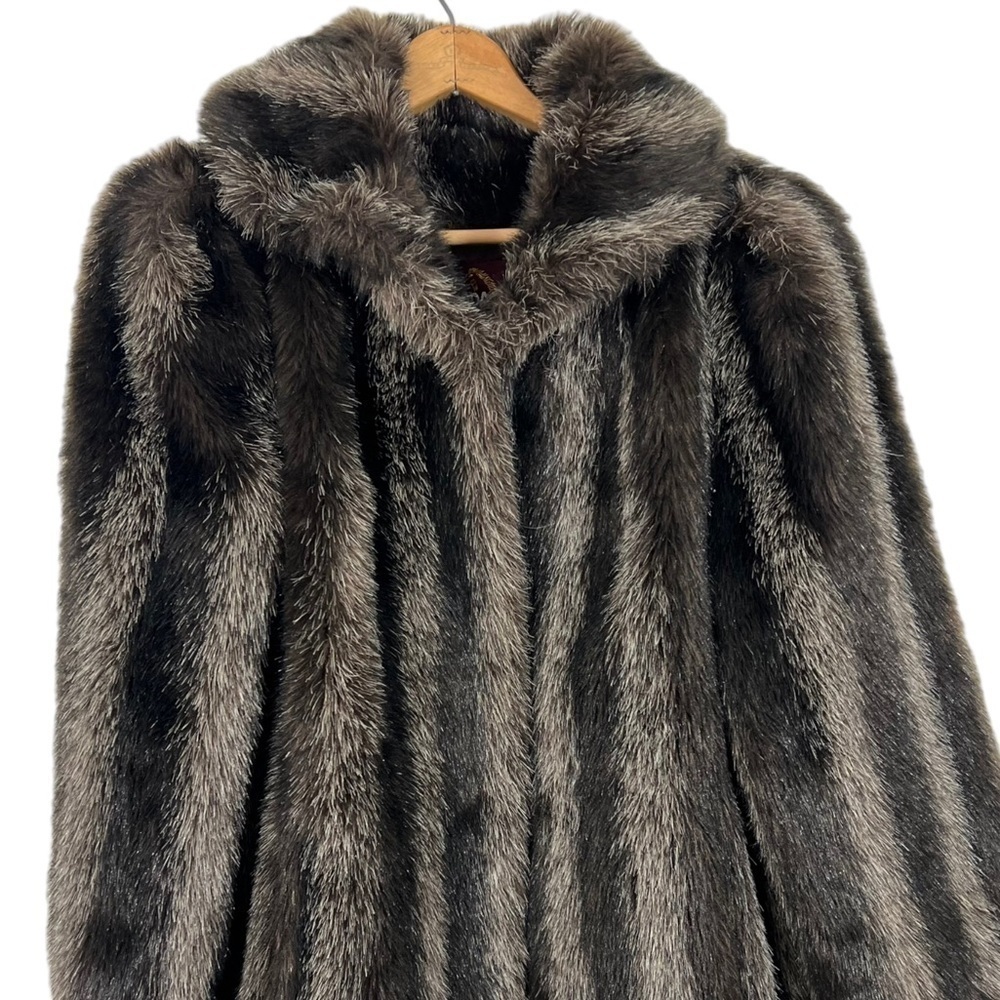 Vintage Jordache Faux Fur Lined Heavy Coat Jacket Glam Retro M/L - Picture 4 of 11